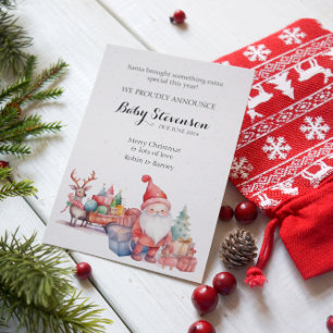 Cartes Pour Fêtes Annuelles Noël couleur d'eau père Noël et rennes