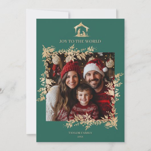 Cartes Pour Fêtes Annuelles Noël Crèche religieuse Scène Famille Photo (Devant)