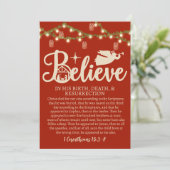 Cartes Pour Fêtes Annuelles Noël Croire Jésus Nativité Rouge Jar Lumières (Debout devant)