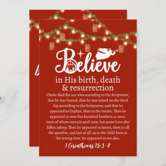 Cartes Pour Fêtes Annuelles Noël Croire Jésus Nativité Rouge Lumières Mâcon (Devant / Derrière)