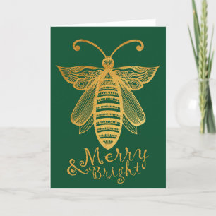 Cartes Pour Fêtes Annuelles Noel d'abeille "BEE MERRY BRIGHT" Conservation