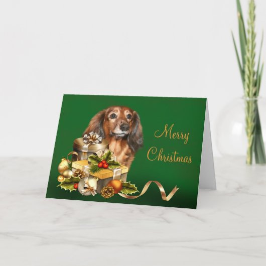 Cartes Pour Fêtes Annuelles Noël Dachshund (Devant)