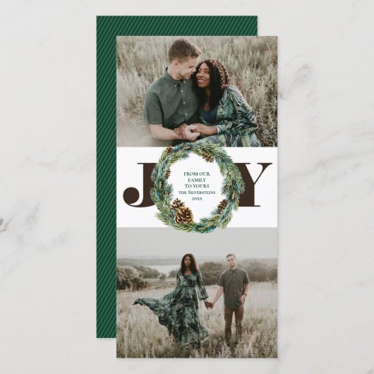 Cartes Pour Fêtes Annuelles Noël d'Acorn Wreath (Devant / Derrière)