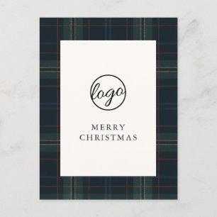 Cartes Pour Fêtes Annuelles Noël d'affaires à carreaux bleu marine et vert