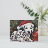 Cartes Pour Fêtes Annuelles Noël Dalmatie Chiot Père Noël (Debout devant)