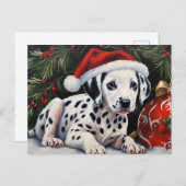 Cartes Pour Fêtes Annuelles Noël Dalmatie Chiot Père Noël (Devant / Derrière)
