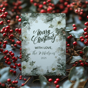 Cartes Pour Fêtes Annuelles Noël d'anémone blanc rustique