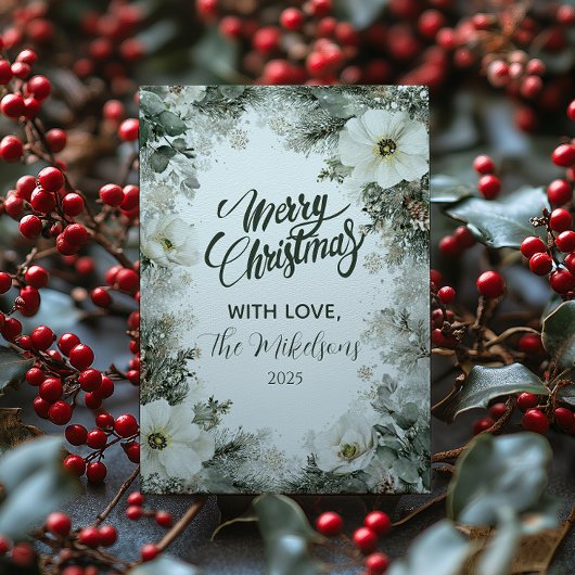 Cartes Pour Fêtes Annuelles Noël d'anémone blanc rustique