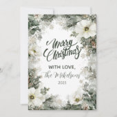 Cartes Pour Fêtes Annuelles Noël d'anémone blanc rustique (Devant)