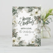 Cartes Pour Fêtes Annuelles Noël d'anémone blanc rustique (Debout devant)