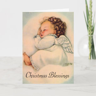 Cartes Pour Fêtes Annuelles Noël d'ange de bébé de sommeil
