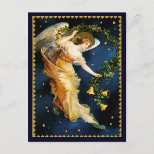 Cartes Pour Fêtes Annuelles Noël d'ange de nuit étoilée (Devant)