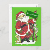 Cartes Pour Fêtes Annuelles Noël d'animaux mignons du père noël Joyeux (Devant / Derrière)