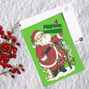 Cartes Pour Fêtes Annuelles Noël d'animaux mignons du père noël Joyeux
