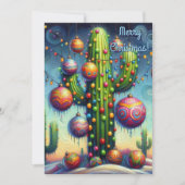 Cartes Pour Fêtes Annuelles Noël dans le désert Sud-Ouest Saguaro Cactus (Devant)