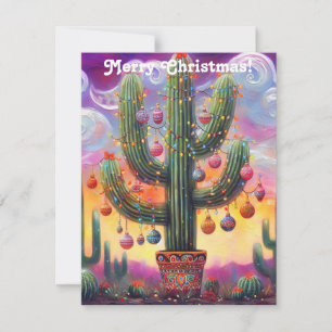 Cartes Pour Fêtes Annuelles Noël dans le désert Sud-Ouest Saguaro Cactus