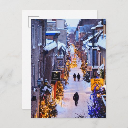 Cartes Pour Fêtes Annuelles Noël dans le quartier Petit Champlain, Québec (Devant / Derrière)