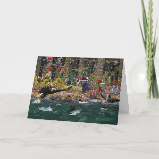 Cartes Pour Fêtes Annuelles Noël dans un cours d'eau côtier (Devant)