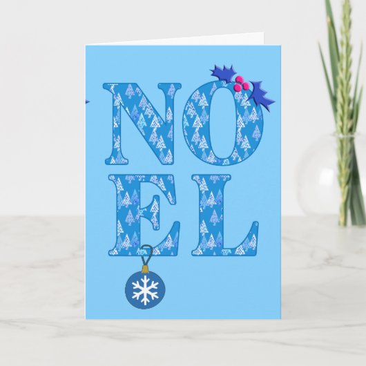 Cartes Pour Fêtes Annuelles NOEL dans un motif d'arbre de Noël bleu (Devant)