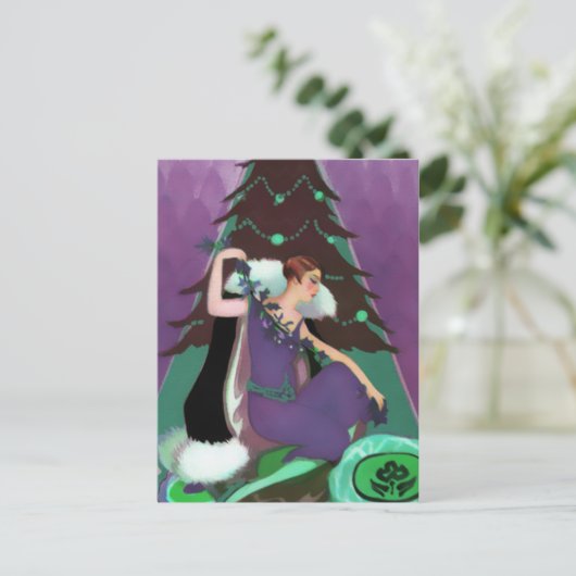 Cartes Pour Fêtes Annuelles Noël d'art déco, Pascaline dans pourpre, Teal et (Debout devant)