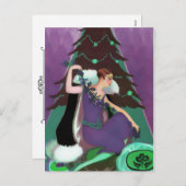 Cartes Pour Fêtes Annuelles Noël d'art déco, Pascaline dans pourpre, Teal et (Devant / Derrière)