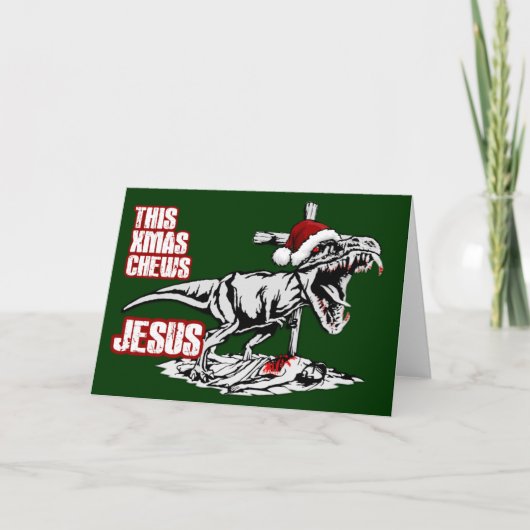 Cartes Pour Fêtes Annuelles Noël d'Athiest T Rex (Devant)