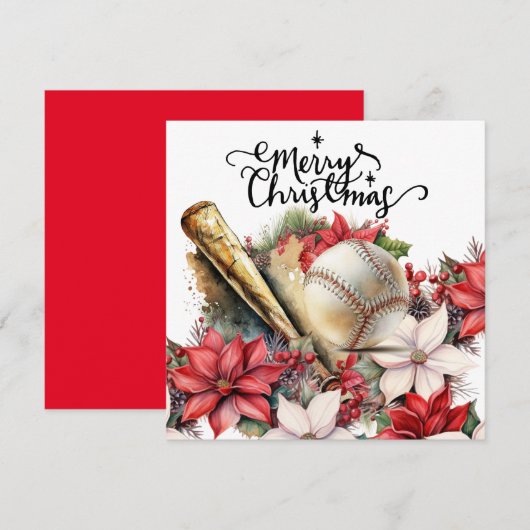 Cartes Pour Fêtes Annuelles Noël de baseball (Devant / Derrière)
