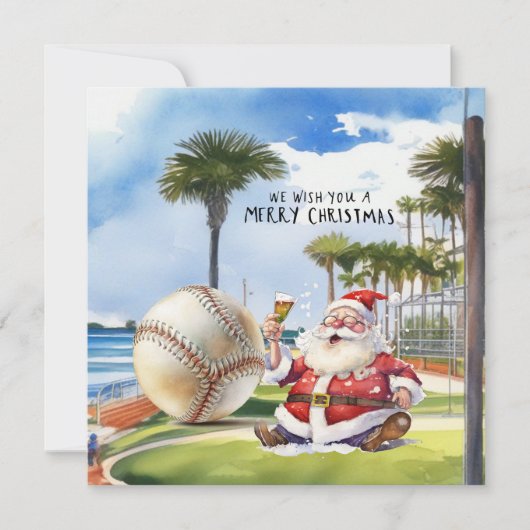 Cartes Pour Fêtes Annuelles Noël de baseball (Devant)