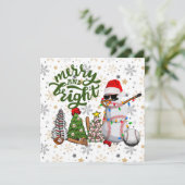 Cartes Pour Fêtes Annuelles Noël de baseball avec cadeaux et fête (Debout devant)