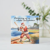 Cartes Pour Fêtes Annuelles Noël de baseball avec le Père Noël (Debout devant)
