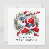 Cartes Pour Fêtes Annuelles Noël de baseball avec le Père Noël (Devant)