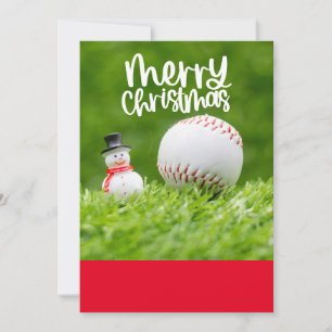 Cartes Pour Fêtes Annuelles Noël de baseball avec Snowman