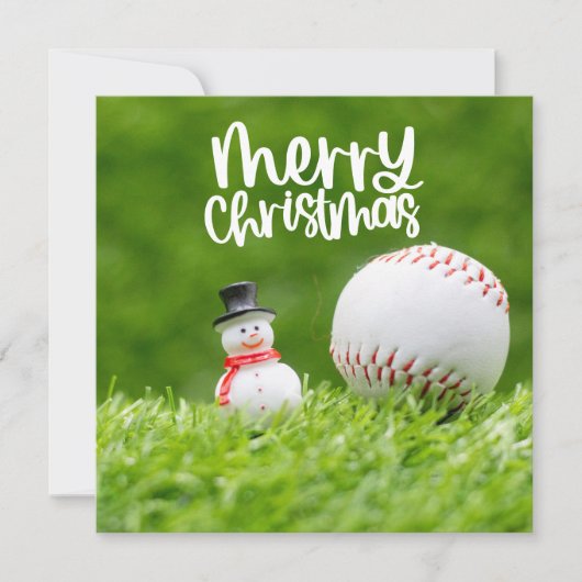 Cartes Pour Fêtes Annuelles Noël de baseball avec Snowman en vert (Devant)