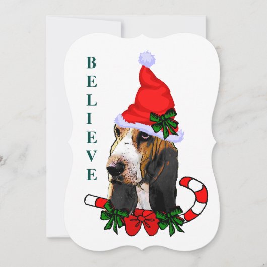 Cartes Pour Fêtes Annuelles Noël de Basset Hound (Devant)