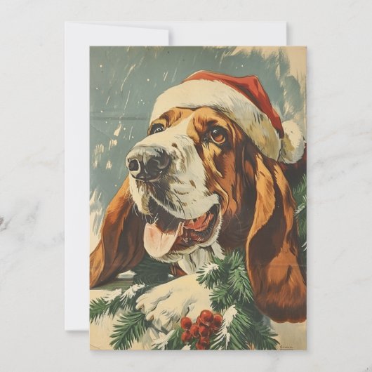 Cartes Pour Fêtes Annuelles Noël de Basset Hound (Devant)
