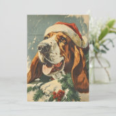 Cartes Pour Fêtes Annuelles Noël de Basset Hound (Debout devant)