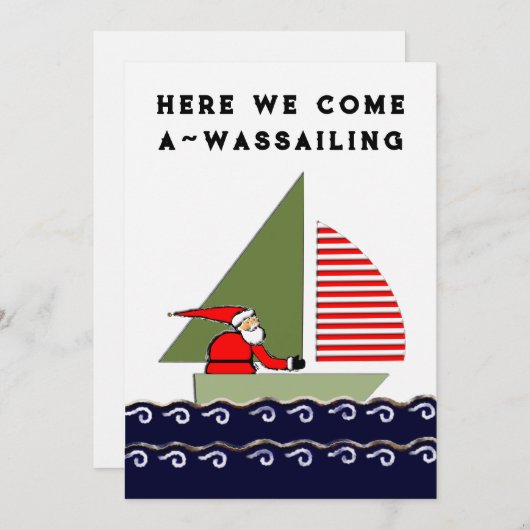 Cartes Pour Fêtes Annuelles Noël de bateau à voile (Devant / Derrière)