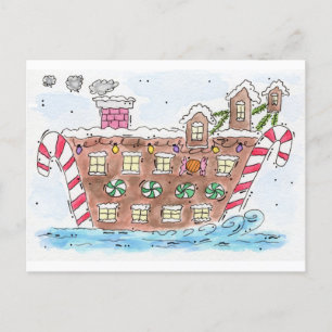 Cartes Pour Fêtes Annuelles Noël "de bateau de Père Noël"