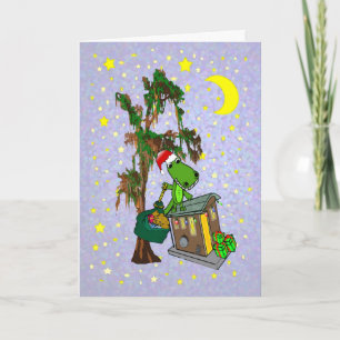 Cartes Pour Fêtes Annuelles Noël de bayou de Cajun d'alligator de Père Noël