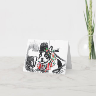 CARTES POUR FÊTES ANNUELLES NOËL DE BOSTON TERRIER