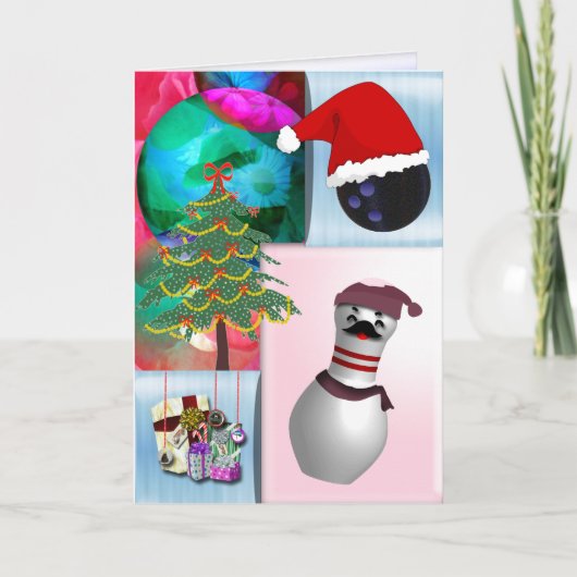 Cartes Pour Fêtes Annuelles Noël de bowling (Devant)