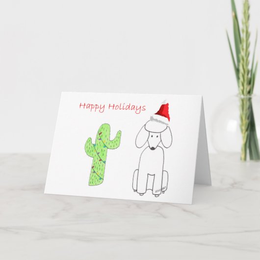 Cartes Pour Fêtes Annuelles Noël de cactus de caniche (Devant)
