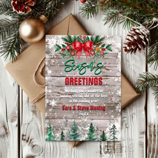 Cartes Pour Fêtes Annuelles Noël de campagne rustique cravate rouge à nœud pap