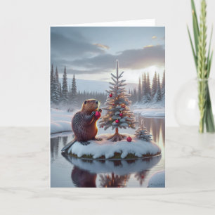 CARTES POUR FÊTES ANNUELLES NOËL DE CASTOR - FAUNE ET FLORE SAUVAGE