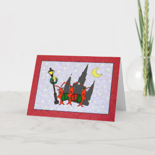 Cartes Pour Fêtes Annuelles Noël de cathédrale d'écrevisses/homard de Caroling