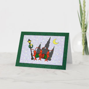 Cartes Pour Fêtes Annuelles Noël de cathédrale d'écrevisses/homard de Caroling