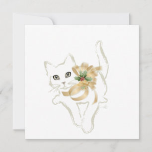 Cartes Pour Fêtes Annuelles Noël de chat blanc