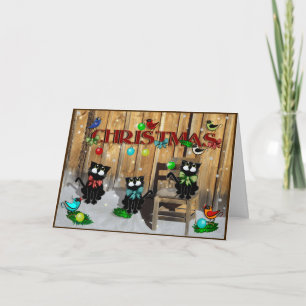 Cartes Pour Fêtes Annuelles Noël de chat de grange