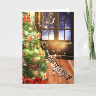 Cartes Pour Fêtes Annuelles Noël de chat du Bengale