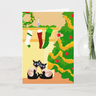 Cartes Pour Fêtes Annuelles Noël de chats siamois